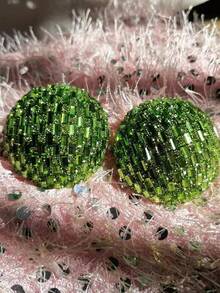 1對女性誇張的熒光彩色鑽石耳針 - 彩色 - 查看 4