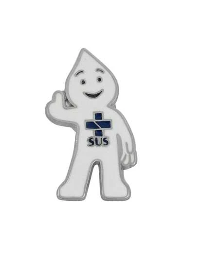BROCHE PIN ENAMEL ZÉ GOTINHA SUS VACINA PRATA PRATEADO