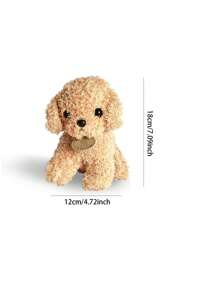 1 件逼真迷你泰迪狗毛絨玩具可愛捲毛狗毛絨動物 - 黃色 - 查看 2