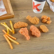 炸雞腿、雞翅、炸薯條和爆米花雞的逼真模型,供展示或玩耍 - 黃色 - 查看 5