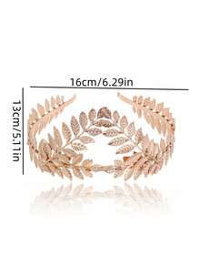 1頭花嫁葉子髮箍,金色葉片頭飾髮飾,皇冠頭箍 - 金色 - 查看 9