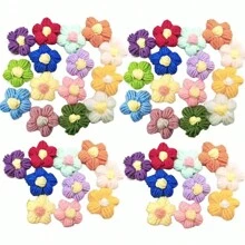 30pcs Colorful Flower Crochet Appliques - A Perfect Embellishment For Bags, Clothing, Headbands, Hats & Pillows,Hair Ties,Hair Clips - Multicolor - View 6