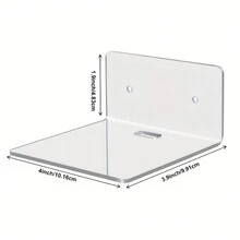 4pcs Acrylic Wall Shelves, Wall Mounted Storage Racks, Transparent Floating Display Racks, Adhesive/Screw Installation Storage Shelves, For Bathroom, Bedroom, Office, Living Room, Wall Decor - Clear - View 9