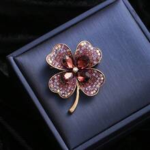 1pc Fashionable And Elegant Clover Flower Sparkling Diamond Brooch, High-End And Exquisite Women'S Suit Jacket Cardigan Personalized Corsage Brooch - Flower Sparkling Diamond Brooch - View 12