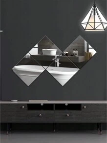 4 件裝加厚透明 2 毫米壓克力鏡子貼紙套裝,適用於全身組合,方形,牆貼花(不是真正的鏡子,僅適用於平坦的牆壁)11.81 英寸/30 厘米 - 銀色 - 查看 2