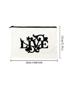 "Live" Letter Pattern Clutch Bag Simple Letter Storage Bag Zipper Lightweight Cosmetic Bag Multifunctional Cosmetic Bag - Beige - View 6