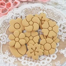 8pcs Cartoon Flower Shaped Biscuit Cookie Cutter For Sugarcraft, Fondant, Baking, Polymer Clay, Steamed Buns - Pink - View 6