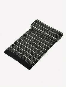 1入女士黑白條紋針織圍巾,適用於秋冬季節,保暖簡約時尚,適合日常穿著,情侶禮物 - 黑與白 - 查看 2