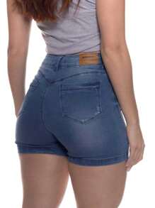 Women Denim Shorts - Rửa trung bình - Xem 2