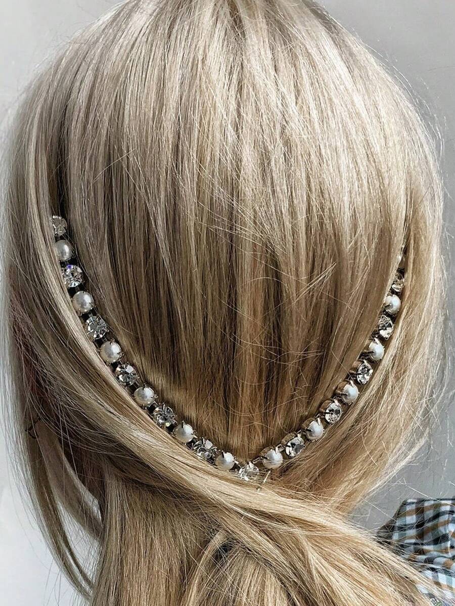 Stonefans Luxury V Shape Comb Wedding Tiara Accessories Elegant Girls Party Bridal Comb Jewelry Women Gifts - Silver - View 1