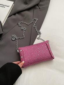 1 Pieza Bolso De Hombro De Brillantes Para Mujer, Elegante Y Compatible Con Todo - Rosa Fucsia - Ver 6