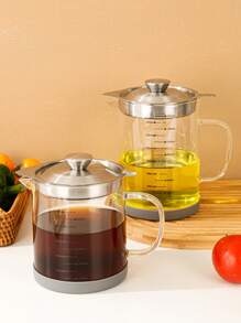 1 pieza Botella de vidrio borosilicato de alta resistencia con filtro, frasco de almacenamiento de gran capacidad para aceite, salsa de soja, vinagre, especias, apto para uso en exteriores, bodas, fiestas, regalos, cumpleaños, Navidad - transparente - Ver 4