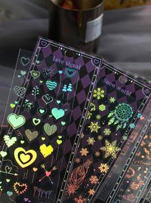 1pc Dreamy Simple Style Laser Hot Stamping Silver Transparent Hand Account Card Material Decorative Collage - Black and White - View 8