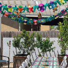 1PCX3M Hawaiian Luau Summer Tiki Bar Tropical Party Decor, Tropical Island Beach Supplies Tissue Colour Flower Garland Long Tropical Multicolored Paper, Multicolor Garland Flower Banner, Tropical Birthday Shower Wedding Party Decorations, Home Decor, Room Decor, Wall Decor Gifts Graduation