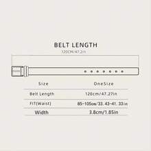 1pc Men'S Fashionable All-Match Belt With Symmetrical Flower Pattern, Circular Buckle, Pu Embossed Stripes In Disorder - Yellow - View 6