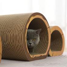3合1貓玩具多功能貓隧道貓抓板 - 棕色 - 查看 1