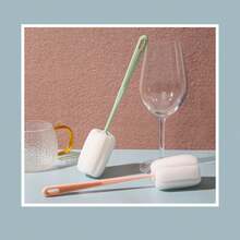 1 件无盲点小刷子，绿色长柄海绵奶瓶刷，适合旅行者和酒店使用 - 綠色 - 查看 2