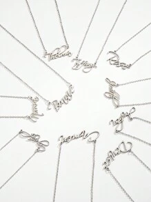 1入個性化女孩名字尼切林公司吊墜女士禮物 - 銀色 - 查看 6