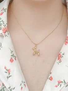 Balloon & 3d Dog Design Titanium Steel Necklace, Uncommon Collarbone Chain For Young Girls - Pendant Necklace - View 2