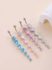 1pc Vibrant Rhinestone Heart Shaped Navel Ring In Various Sizes Valentines
