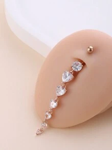 1pc Vibrant Rhinestone Heart Shaped Navel Ring In Various Sizes Valentines