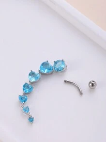 1pc Vibrant Rhinestone Heart Shaped Navel Ring In Various Sizes Valentines