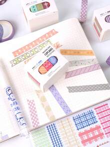 可愛的楓糖日落手帳膠帶手帳裝飾貼紙塑料袋彩色物料貼紙膠帶 - 彩色 - 查看 7
