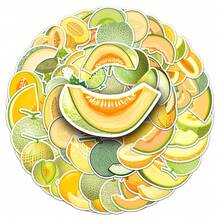 51入組哈密瓜圖案卡通動漫guka貼紙,適用於學生可愛時尚塗鴉防水貼紙,適用於筆記型電腦水瓶滑板車手機 - 黃色 - 查看 6