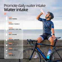 1l運動水瓶,帶吸管和時間提醒器,防漏,不含bpa塑料飲水瓶,適用於跑步、健身、騎行、辦公室和學校 - 淺粉色 - 查看 6