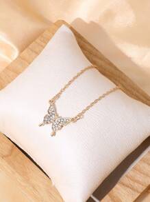 Full Rhinestone Butterfly Shaped Necklace