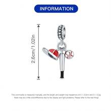 1 件學院風格運動系列 925 純銀排球棒球啞鈴吊飾珠適合 Diy 首飾配件手鍊手鍊首飾女士男士生日禮物 - 酒紅色 - 查看 4