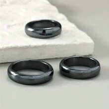 Yanxyad Hematite Rings For Men Women Unisex Black Hematite Stone Ring Absorbs Negative Energy Rings(NO-Magnetic) - Arc - View 5