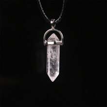 1 件天然石晶水晶項鍊 Pu 皮繩項鍊情侶禮物幸運石項鍊六角柱水晶吊墜項鍊男士女士直銷 - 天然石 - 查看 14