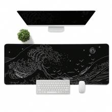 Black-White Gaming Laptop Mouse Pad,Sea Wave Big Mice Pads PC Keyboard - Black and White - View 5