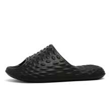 Women'S Summer Solid Color Casual Slippers, Eva Anti-Slip, Breathable, Lightweight Home Shoes - Black - View 5