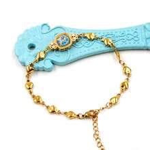 1件仿玉石方形鑲鑽手鍊,不鏽鋼鍍金可調節心形手鍊,是母親節和聖誕節的完美禮物 - 心形鏈環手鍊-藍星 - 查看 6