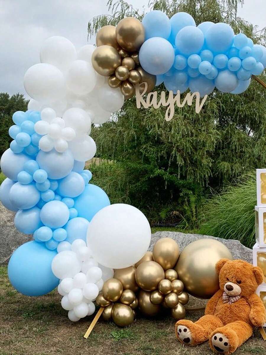 133入組藍色氣球花環拱門套件,男孩1歲生日裝飾,嬰兒派對、洗禮等場合均可使用 - 彩色 - 查看 1