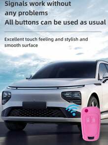 1入組螢光藍色矽膠汽車鑰匙套,2個按鈕,適用於opel Astra J Corsa D,zafira A C,mokka,insignia,meriva - 粉色 - 查看 4