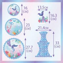 美人魚主題生日派對裝飾蛋糕架甜點桌設置蛋糕架女孩生日派對裝飾布置 - 1pc - 查看 2