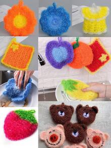 1卷橙色10000cm/3937in 洗碗布砂線玻璃纖維線,閃亮diy 玩偶&手提包夜光線/紫銅線,50g防黏燒烤平底鍋編織毛線球材料套裝 - 橘色 - 查看 4