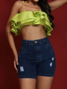 Women Denim Shorts - Màu xanh hải quân - Xem 1