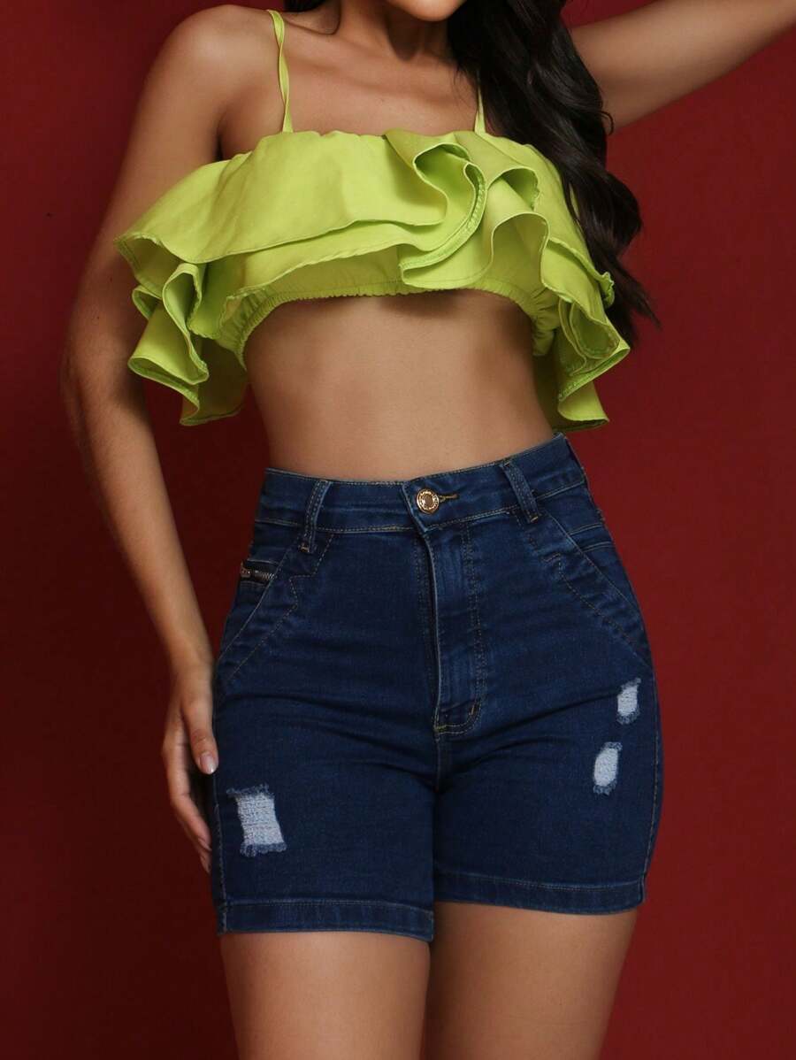 Women Denim Shorts - Màu xanh hải quân - Xem 1