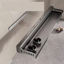 Estante organizador de especias de cocina montado en la pared, estante de especias para ahorrar espacio con barra de toalla y 6 ganchos - Gris Oscuro - Ver 4