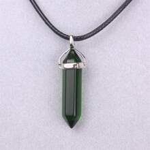 1 件天然石晶水晶項鍊 Pu 皮繩項鍊情侶禮物幸運石項鍊六角柱水晶吊墜項鍊男士女士直銷 - 天然石 - 查看 20