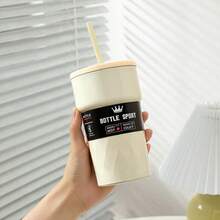彩色不銹鋼咖啡杯帶有吸管和迷你汽車杯,讓您的飲料保持熱或冷數小時 - 米色 - 查看 6