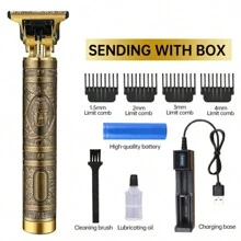 Set maquina para corte de cabello, barba y cuerpo, cortadora de pelo eletrico recargable - METALICO - Ver 2