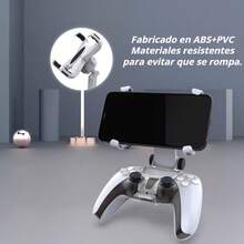Soporte de Teléfono Control Gamer PS5 Inteligente Ajustable para Teléfono Móvil para Videojuegos, Juegos de Celular | Smart Clip de Soporte Móvil Control PS5 | PS5 Controller Base clip para celular y mando de PS5. - Blanco - Ver 4