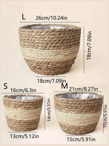 1入組編織籃花園創意植物盆,室內/室外桌上裝飾 - 米色 - 查看 9