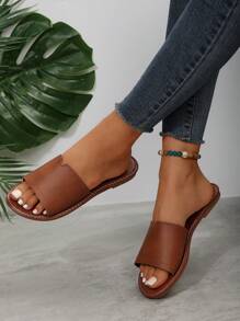 Women's Casual Flat Slippers, Open Toe Slip-Resistant Slippers, Outdoor Beach Sandals