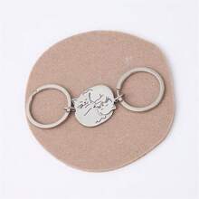 2pcs Women'S Stainless Steel Cute Cat Couple Keychains, Men & Women Unisex Cartoon Keyrings Suitable For Car, Backpack, Key Pendant, Women Gift - Steel Color - View 6